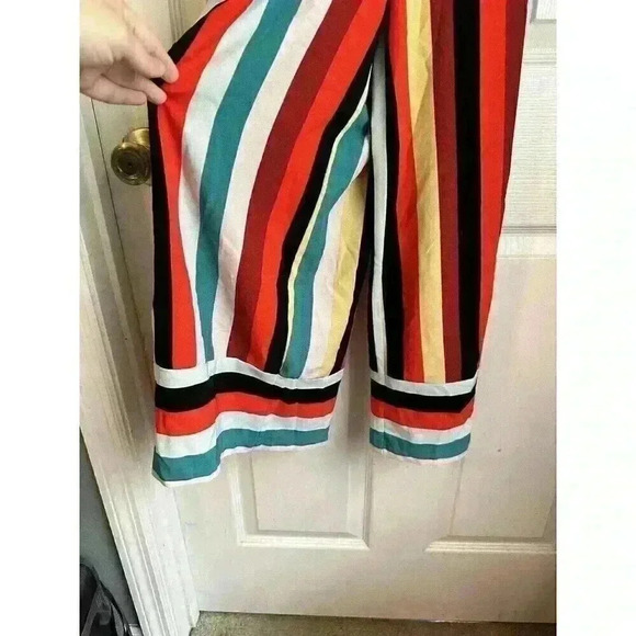 Beige By ECI STRIPED WIDE LEG COLROFUL BELTED JUMPSUIT - SZ S- Y2K - MSRP $99 - Picture 3 of 7